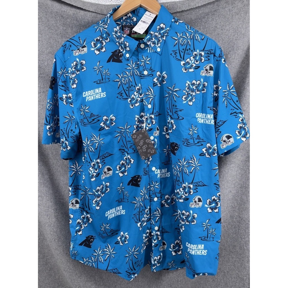 New Reyn Spooner Carolina Panthers Kekai Blue Hawaiian Button Up Shirt XL - Picture 2 of 8